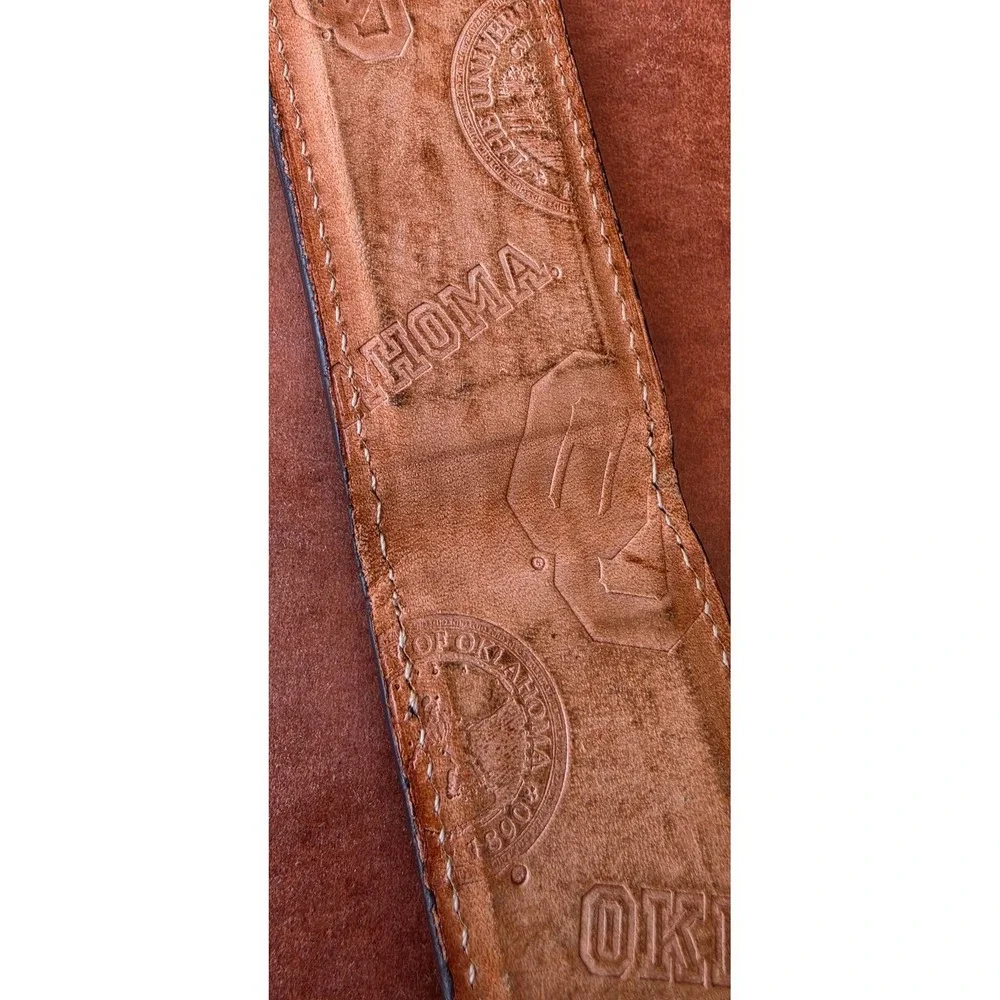 Fossil Oklahoma Sooners OU Magnetic Money Clip Vintage Croc Embossed Leather